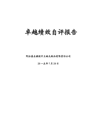 某绒毛制品有限责任公司卓越绩效自评报告