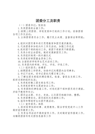 团委分工及职责要求 