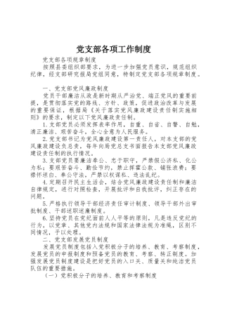党支部各项工作管理规章制度