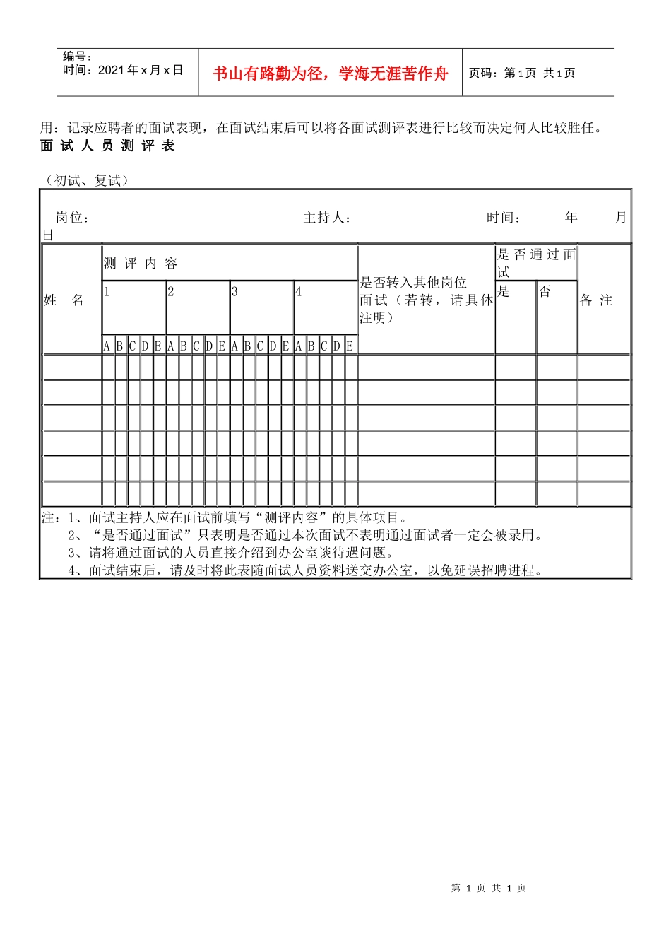 面试人员测评表11_第1页