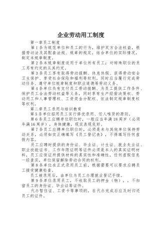 企业劳动用工规章制度 