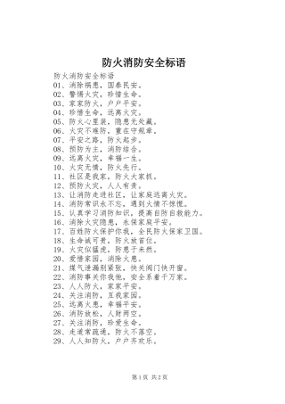 防火消防安全标语集锦