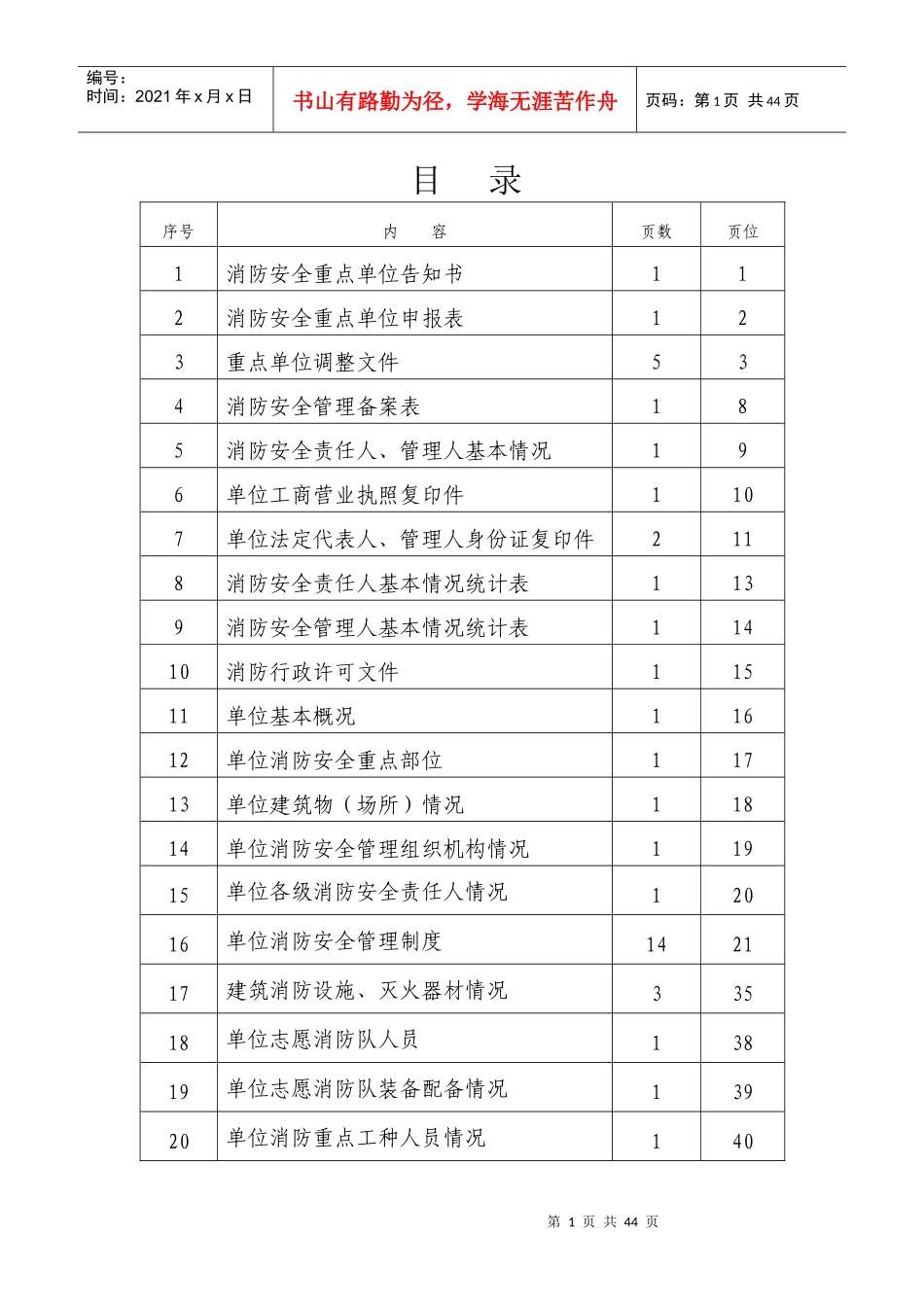 重点单位消防档案模板_第1页