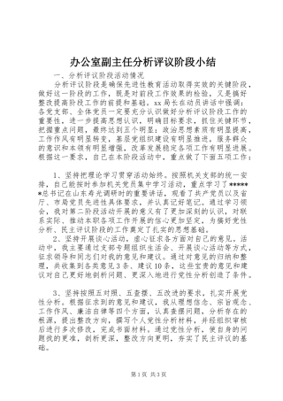 办公室副主任分析评议阶段小结