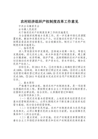 农村经济组织产权规章制度改革工作意见