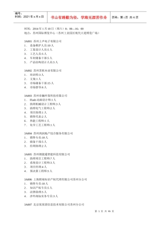 苏州市XXXX年春季人才双选会招聘信息