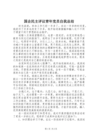 国企民主评议青年党员自我总结
