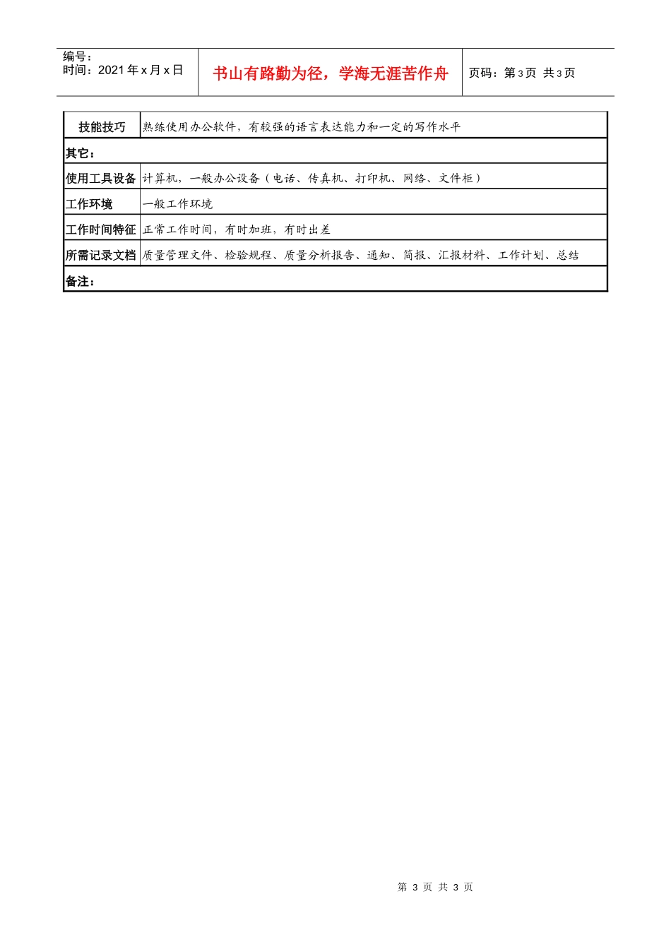 民品质量部部长职务说明书_第3页