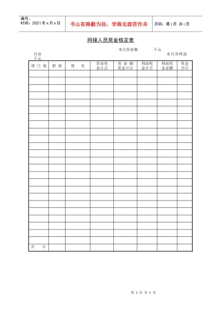 间接人员奖金核定表(1)