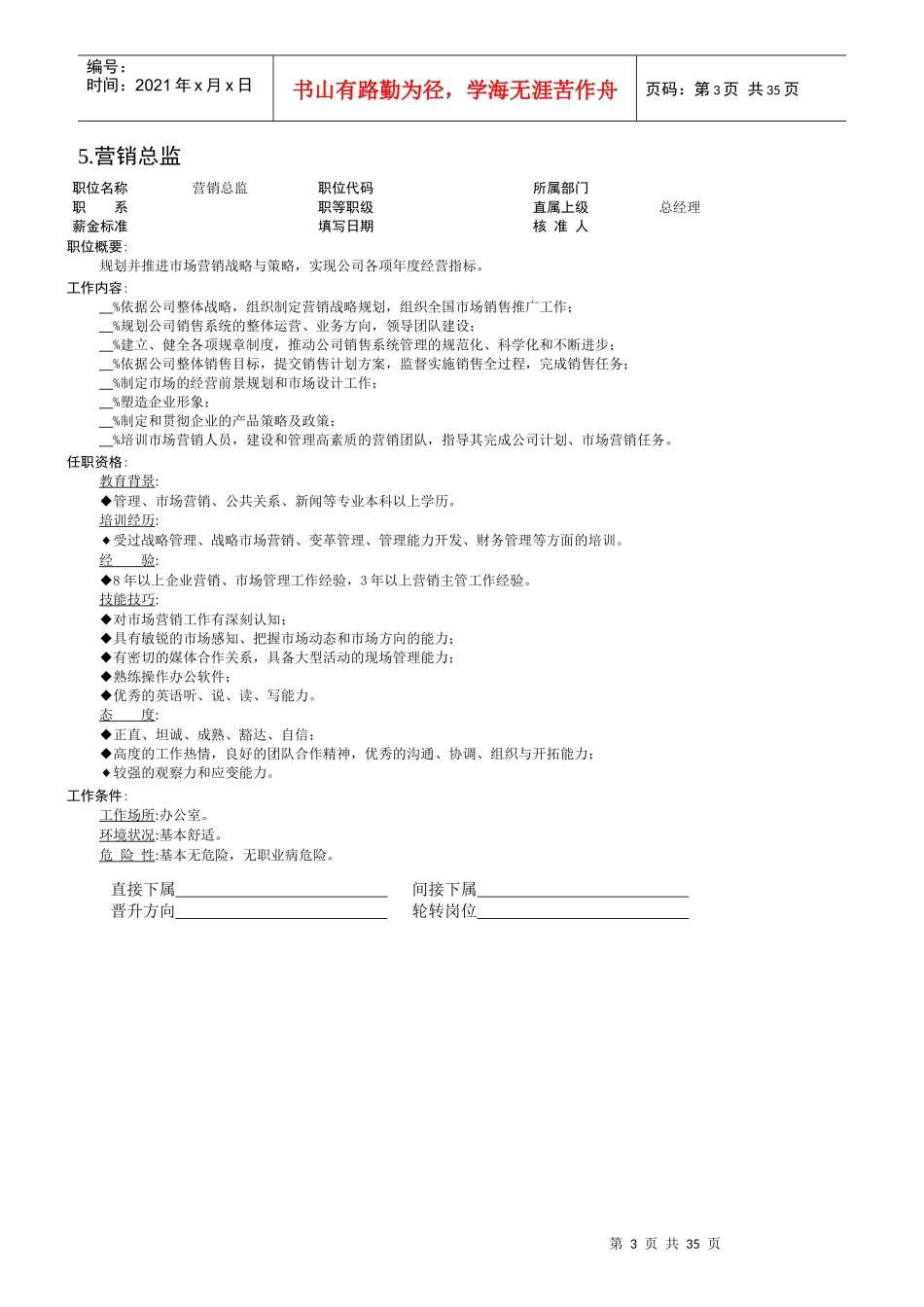 某公司各岗位工作内容和各项考核表_第3页