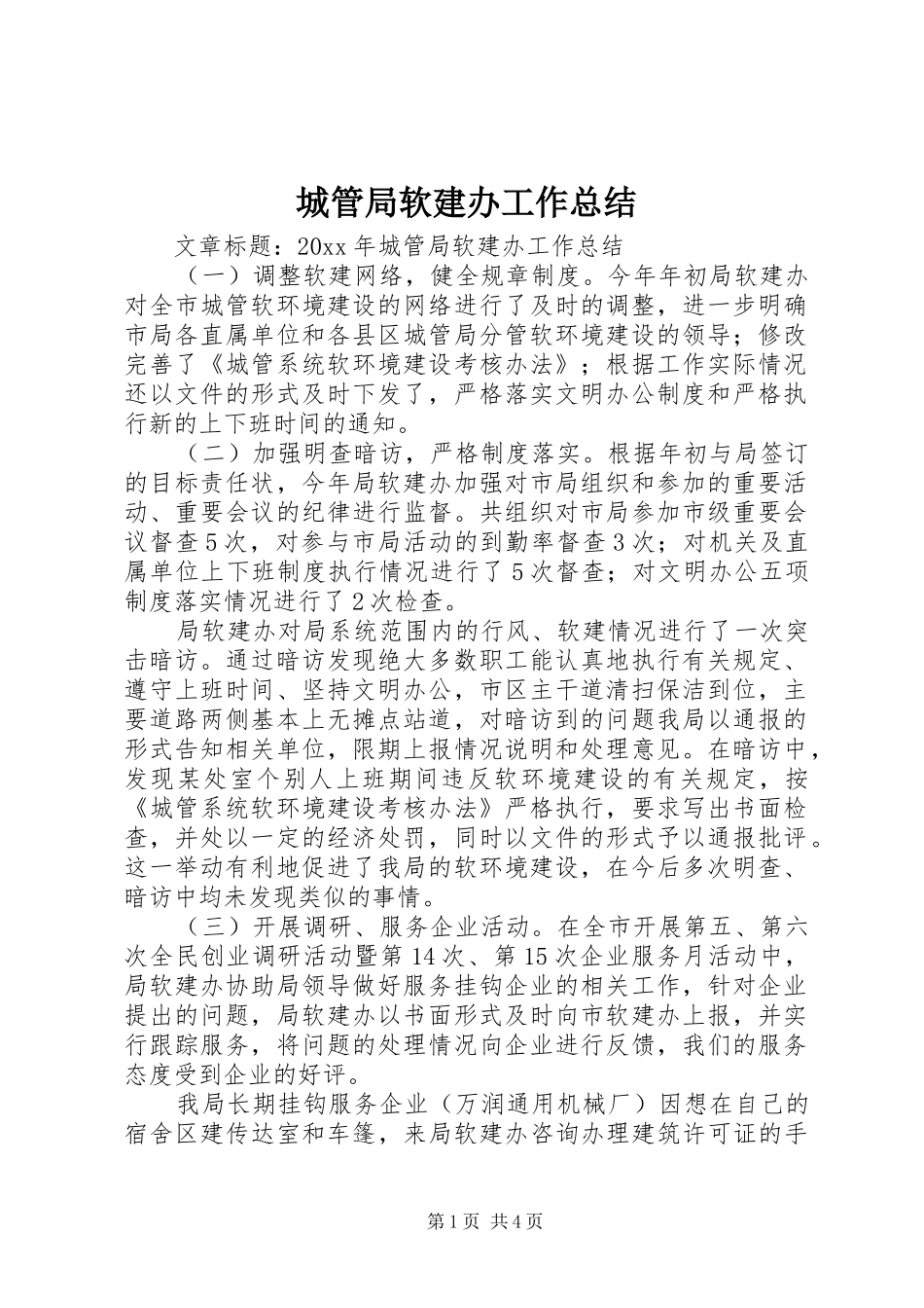 城管局软建办工作总结_第1页