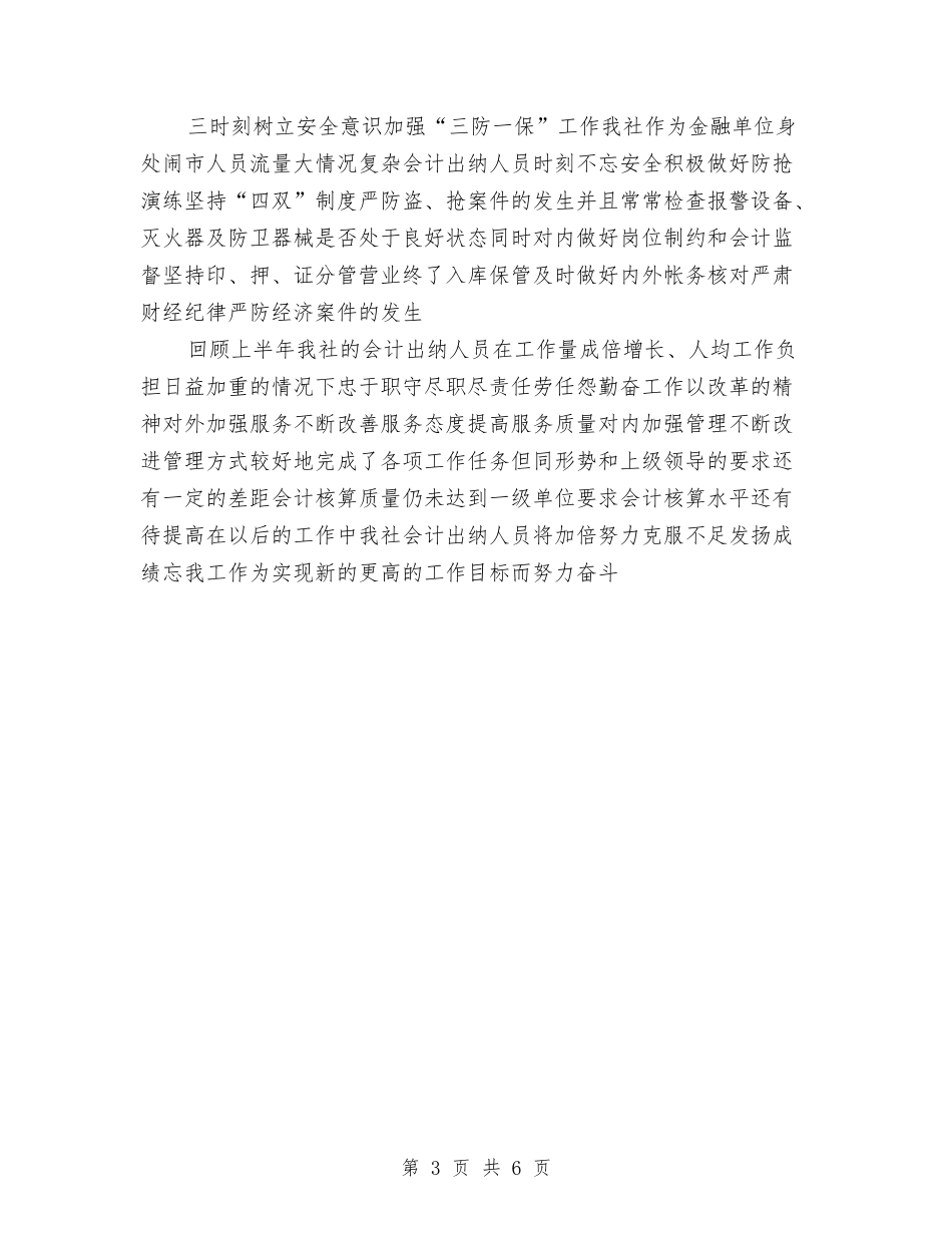 2024年上半年会计出纳工作总结与2024年上半年依法治乡工作总结汇编_第3页