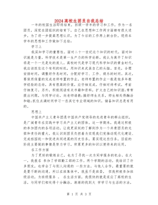 2024大学生团员自我总结