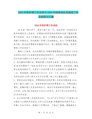 2024年终护理工作总结与2024年终政法队伍建设工作总结范文汇编