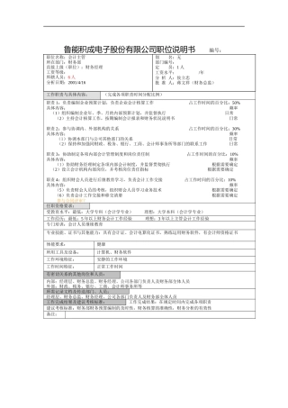 鲁能积成职位说明书(财务主管)
