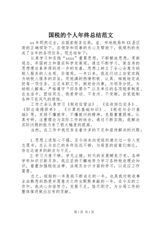 国税的个人年终总结范文