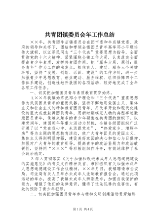 共青团镇委员会年工作总结