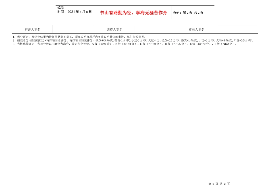 绩效考评表（课长级）_第2页