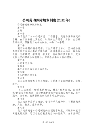 公司劳动保障规章规章制度(20年) 