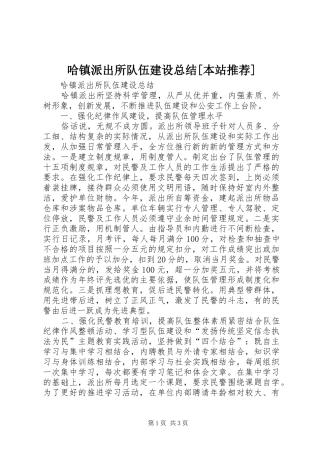 哈镇派出所队伍建设总结[本站推荐]