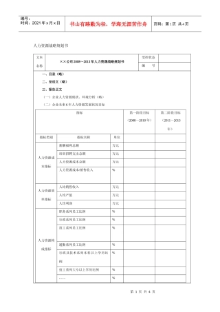 某公司未来5年人力资源战略规划书
