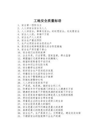 工地安全质量标语集锦()