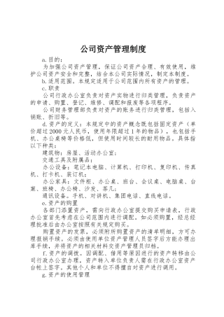 公司资产管理规章制度细则