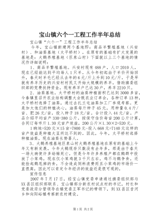 宝山镇六个一工程工作半年总结