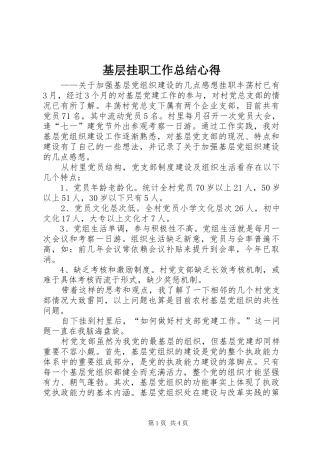 基层挂职工作总结心得