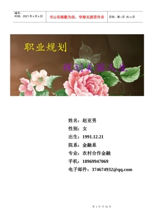 赵亚男职业生涯规划书