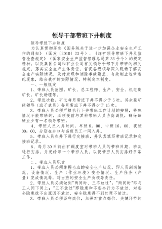 领导干部带班下井规章制度细则