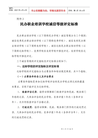 民办职业培训学校诚信等级评定标准-附件2