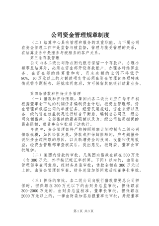 公司资金管理规章规章制度细则