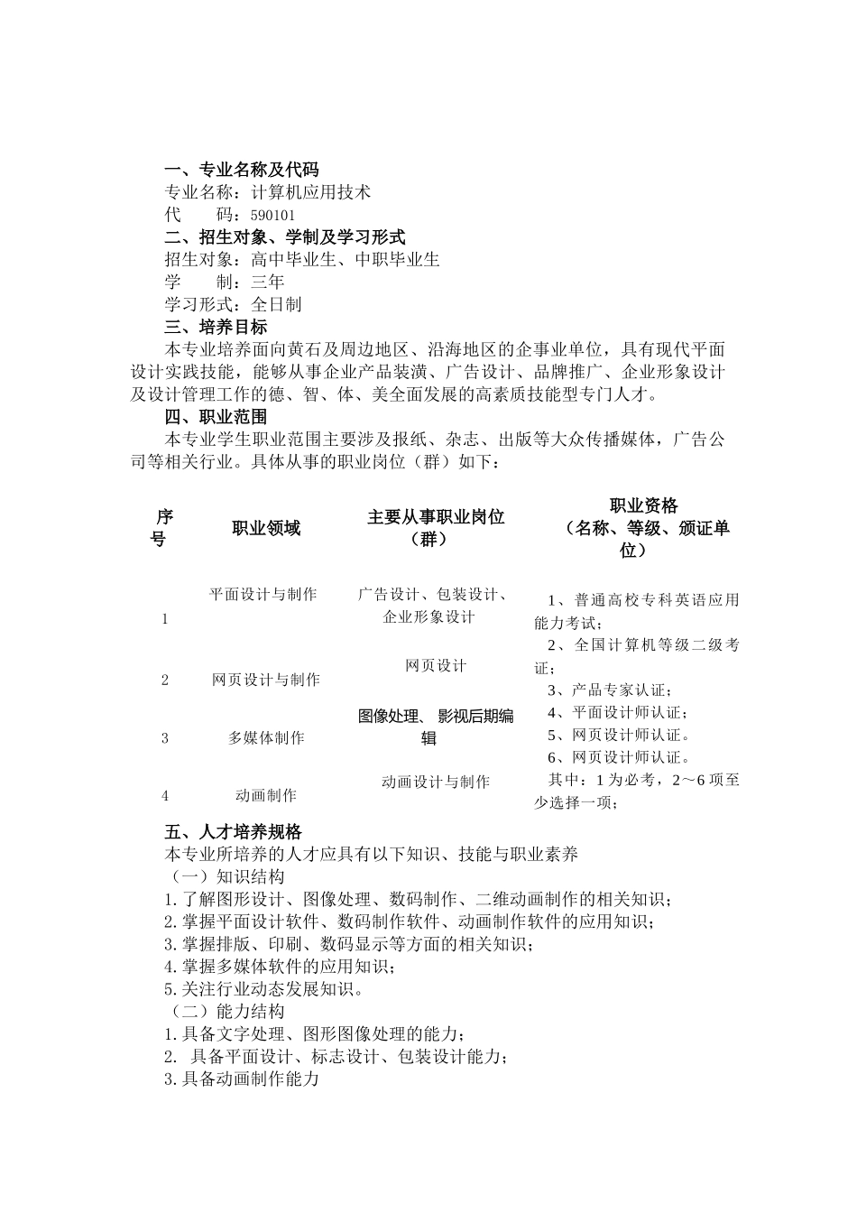 计算机应用技术专业人才培养方案_第2页