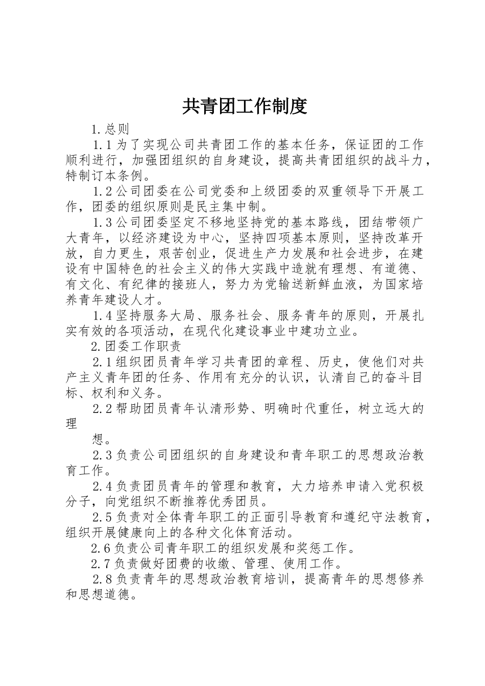 共青团工作规章制度细则_第1页