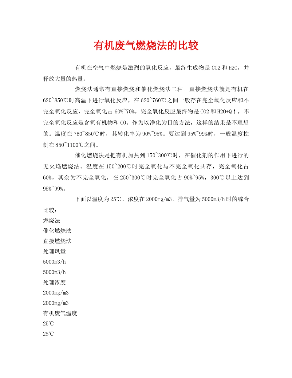 《安全环境-环保技术》之有机废气燃烧法的比较 _第1页