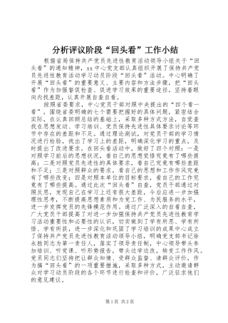 分析评议阶段“回头看”工作小结