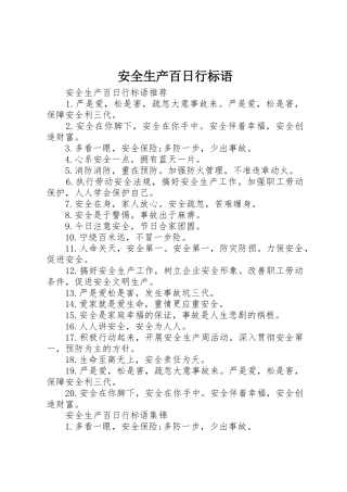 安全生产百日行标语集锦