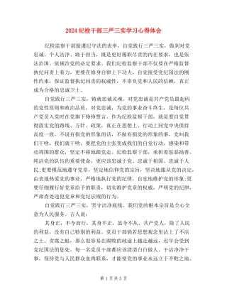 2024纪检干部三严三实学习心得体会