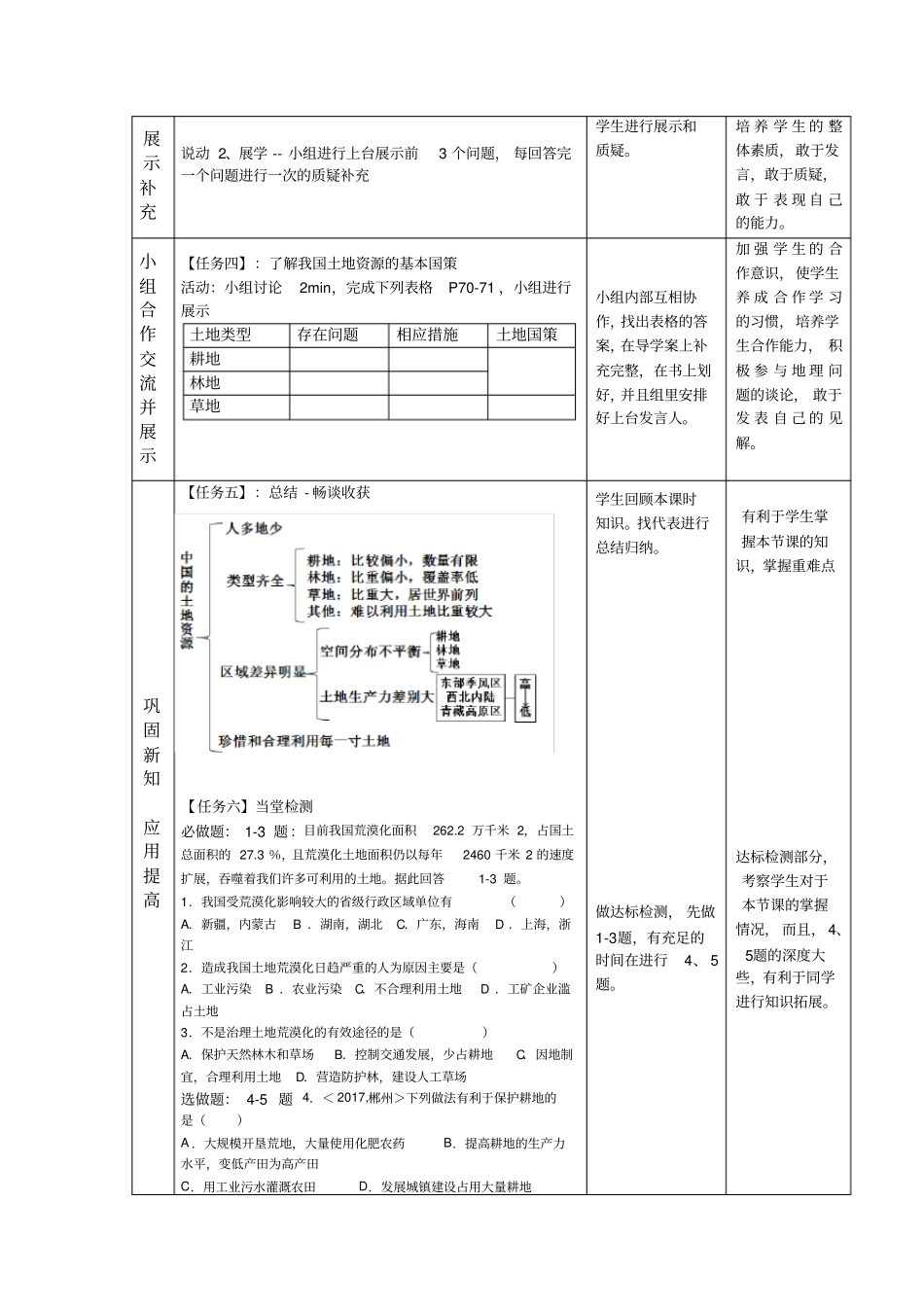 初中地理_中国的土地资源教学设计学情分析教材分析课后反思_第3页