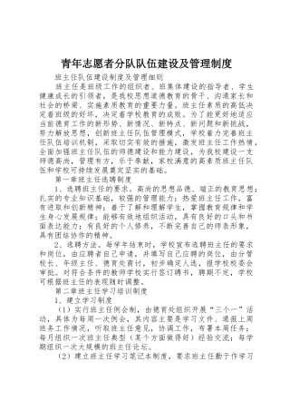 青年志愿者分队队伍建设及管理规章制度细则