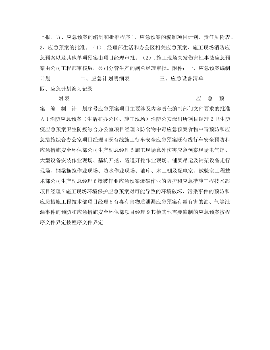 《安全管理应急预案》之铁路系统专用应急预案编制计划 _第2页