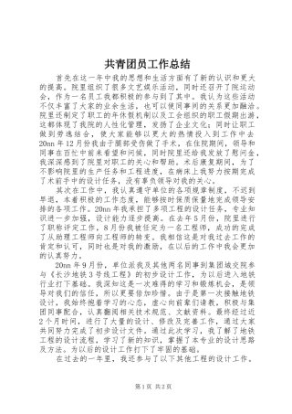 共青团员工作总结