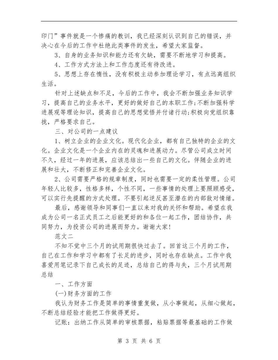 2024年财务会计试用期工作总结范文_第3页