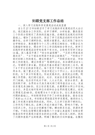 妇联党支部工作总结