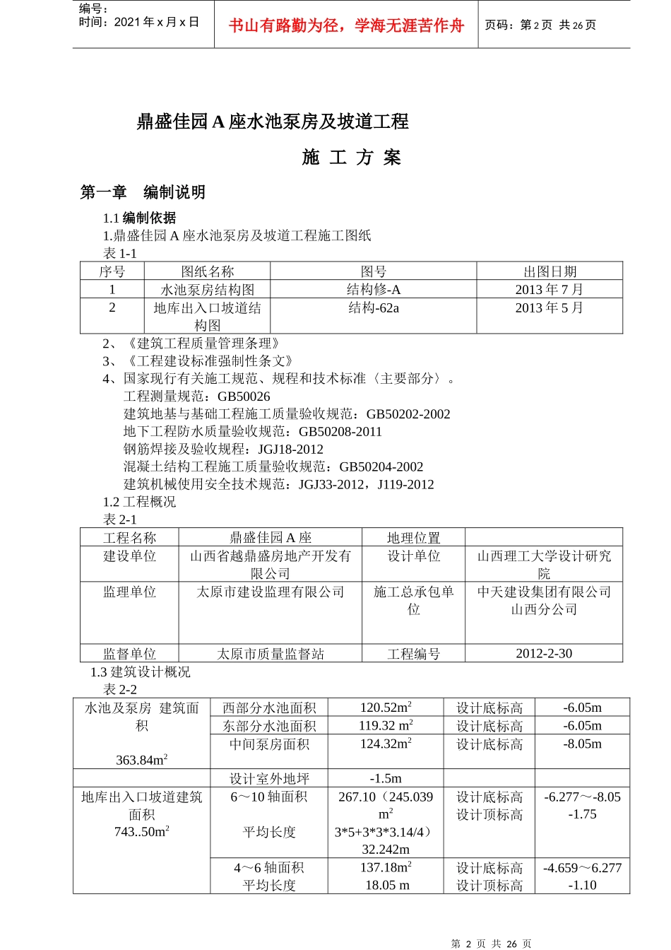 消防水池泵房及车库坡道施工组织设计方案_第2页