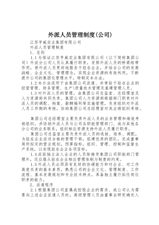 外派人员管理规章制度(公司) 