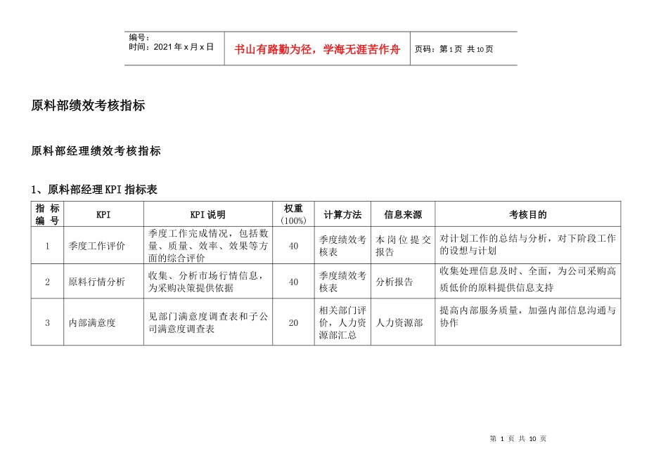 通威集团原料部绩效考核指标体系表_第2页