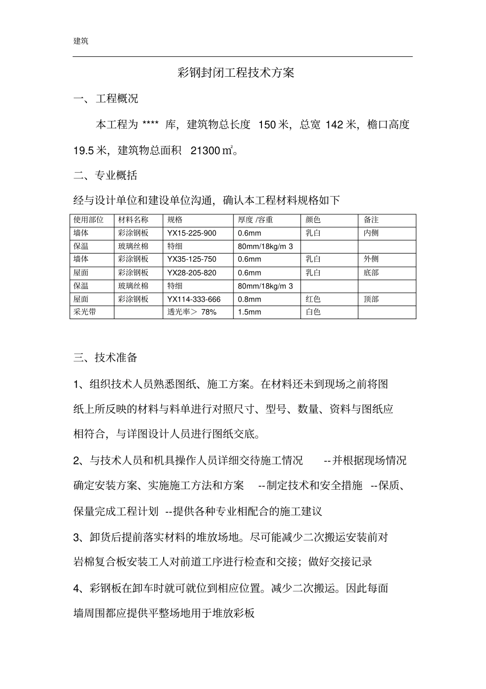 彩钢瓦安装技术方案_第1页