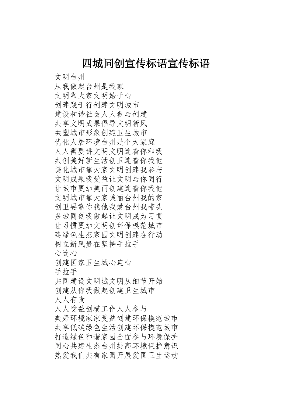 四城同创标语大全标语大全_第1页